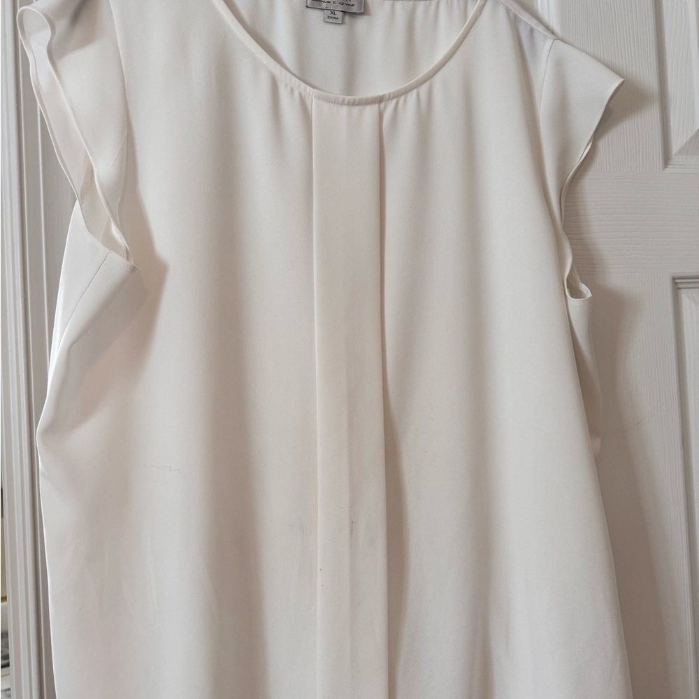 Tahari ASL Cream Cap Sleeve Boxy Blouse